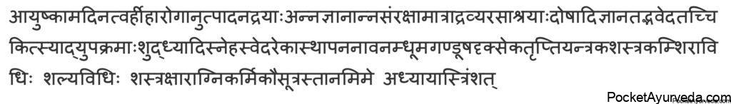 Ashtanga Hridaya SUTRASTHANA Chapters list