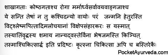 Importance of basti chikitsa - Basti Chikitsa's importance - Basti Chikitsa Sresthata - It is important to know that basti chikitsa has a significant role in vata vyadhi