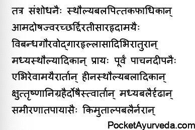Indications for Langhana treatment with Shodhana - Panchakarma shloka