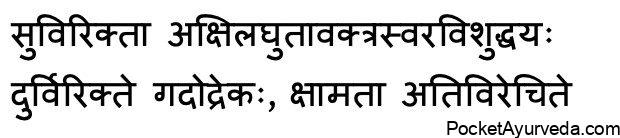 Samyak Virechana nasya Lakshana - Symptoms of Good Virechana (Purgation) Nasya therapy