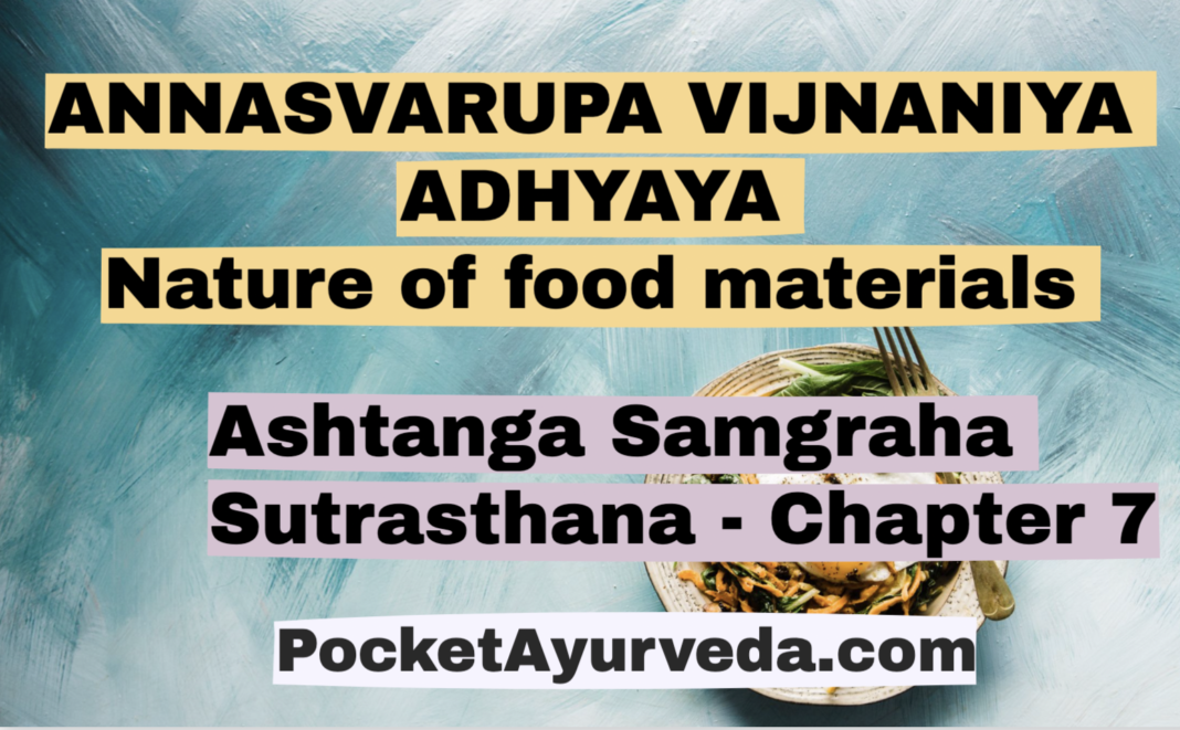 ANNASVARUPA VIJNANIYA ADHYAYA - Nature of food materials - A.S.S Chapter 7