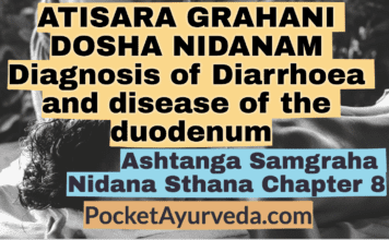 ATISARA GRAHANI DOSHA NIDANAM - Diagnosis of Diarrhoea and disease of the duodenum - Ashtanga Sangraha Nidanasthana Chapter 8