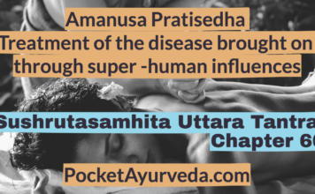 Amanusa Pratisedha - Treatment of the disease brought on through super-human influences - Sushrutasamhita Uttaratantra Chapter 60