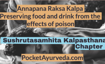 Annapana Raksa Kalpa - preserving food and drink from the effects of poison - Sushrutasamhita Kalpasthana Chapter 1