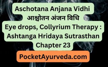 Aschotana Anjana Vidhi - आश्चोतन अंजन विधि – Eye drops, Collyrium Therapy : Ashtanga Hridaya Sutrasthan Chapter 23