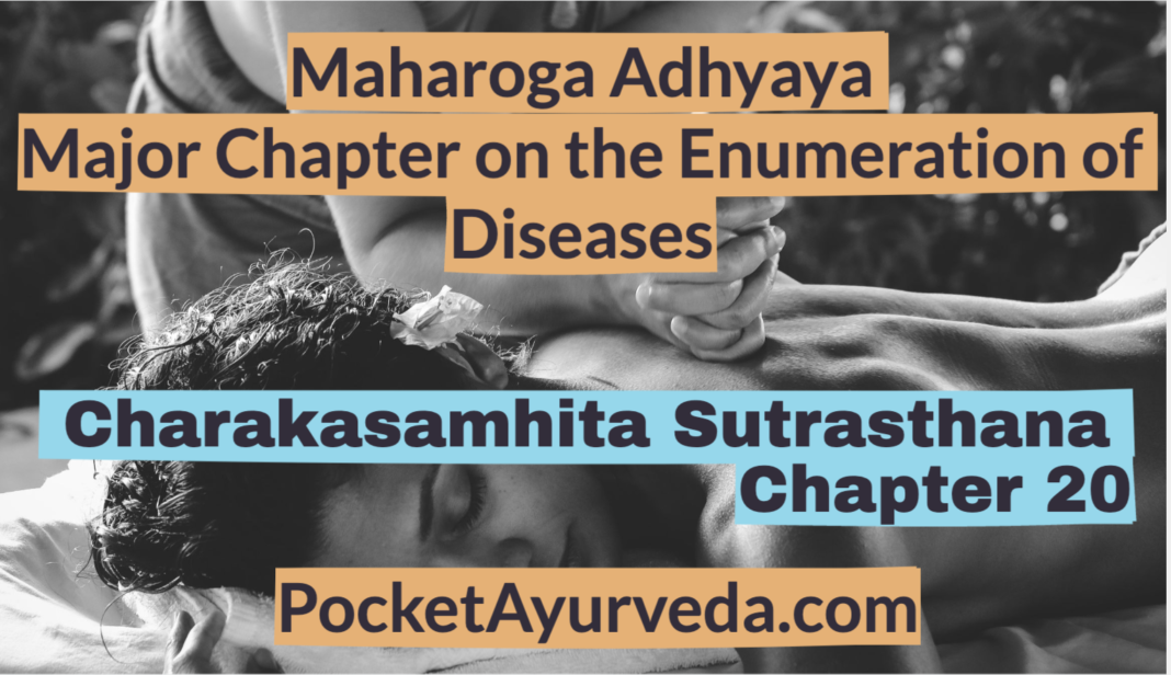 Charaka Samhita Sutrasthana Chapter 20 - Maharoga Adhyaya - Major Chapter on the Enumeration of Diseases