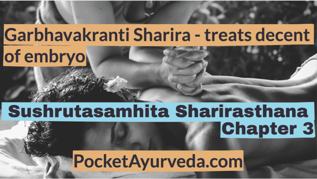 Garbhavakranti Sharira - treats decent of embryo - Sushrutasamhita Sharirasthana Chapter 3
