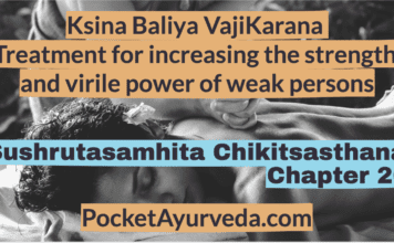 Ksina Baliya VajiKarana - treatment for increasing the strength and virile power of weak persons - Sushrutasamhita Chikitsasthana Chapter 26