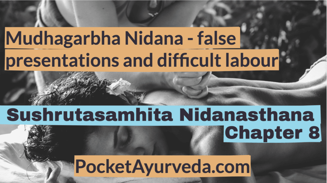 Mudhagarbha Nidana - false presentations and difficult labour - Sushrutasamhita Nidanasthana Chapter 8