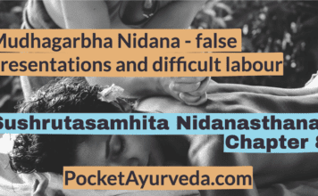 Mudhagarbha Nidana - false presentations and difficult labour - Sushrutasamhita Nidanasthana Chapter 8