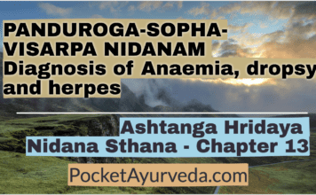 PANDUROGA-SOPHA-VISARPA NIDANAM - Diagnosis of Anaemia, dropsy and herpes
