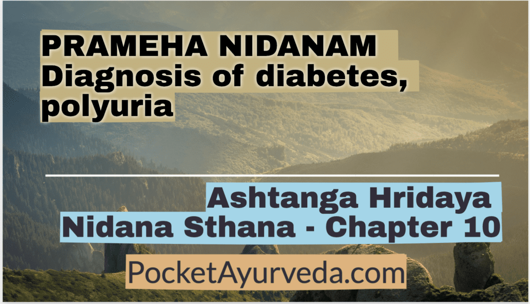 PRAMEHA NIDANAM Diagnosis of diabetes, polyuria