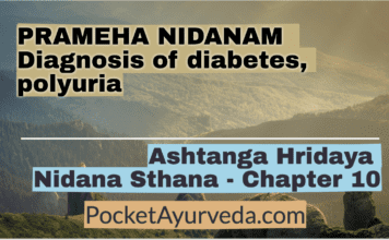 PRAMEHA NIDANAM Diagnosis of diabetes, polyuria