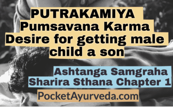 PUTRAKAMIYA - Pumsavana Karma - Desire for getting male child a son- Ashtanga sangraha Sharira Sthana Chapter 1