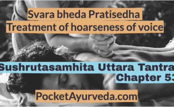 Svara bheda Pratisedha - Treatment of hoarseness of voice - Sushrutasamhita Uttaratantra Chapter 53