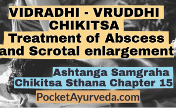 VIDRADHI - VRUDDHI CHIKITSA - Treatment of Abscess and Scrotal enlargement - Ashtanga Samgraha Chikitsasthana Chapter 15