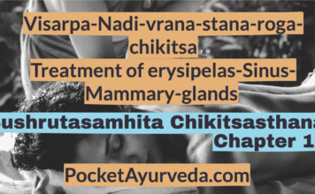 Visarpa-Nadi-vrana-stana-roga-chikitsa- Treatment of erysipelas-Sinus-Mammary-glands- Sushrutasamhita Chikitsasthana Chapter 17