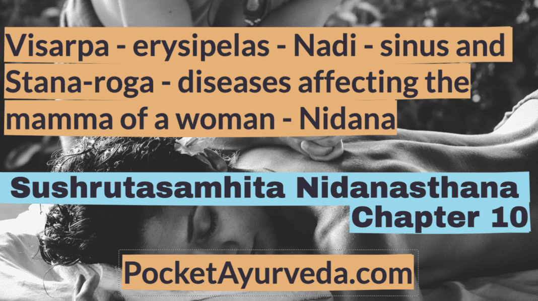 Visarpa - erysipelas - Nadi - sinus and Stana-roga - diseases affecting the mamma of a woman - Nidana - Sushrutasamhita Nidanasthana Chapter 10