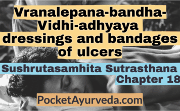 Vranalepana-bandha-Vidhi-adhyaya-dressings-and-bandages-of-ulcers-Sushrutasamhita-Sutrasthana-Chapter-18