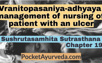 Vranitopasaniya-adhyaya-management-of-nursing-of-patient-with-an-ulcer-Sushrutasamhita-Sutrasthana-Chapter-19